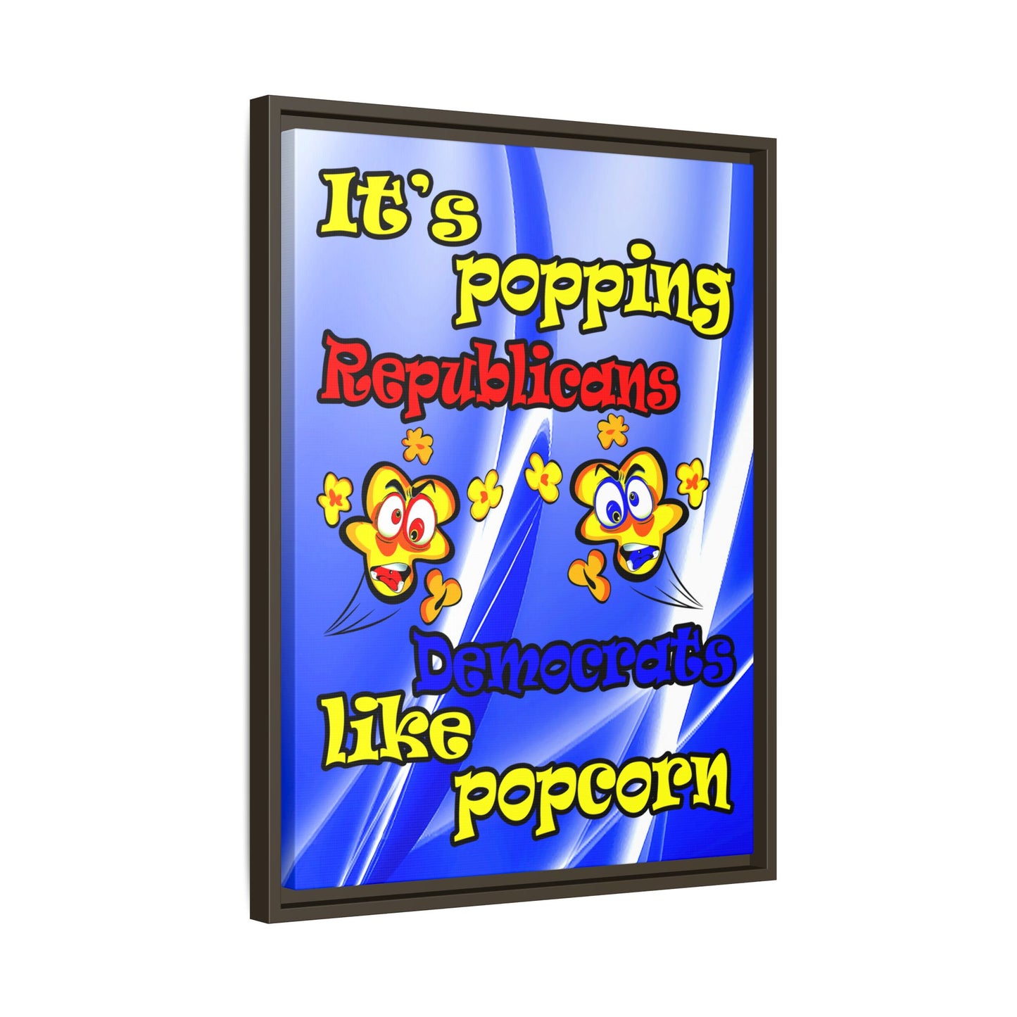popping like popcorn - framed canvas art (blue-white wave)