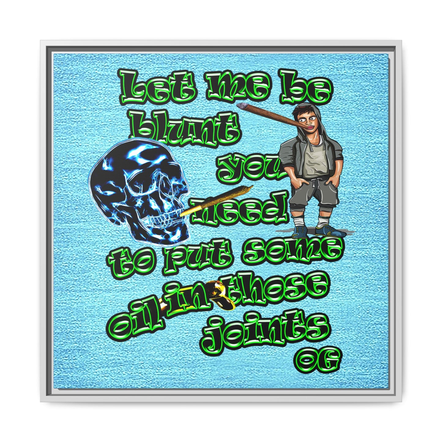 og - framed canvas art (faded blue)