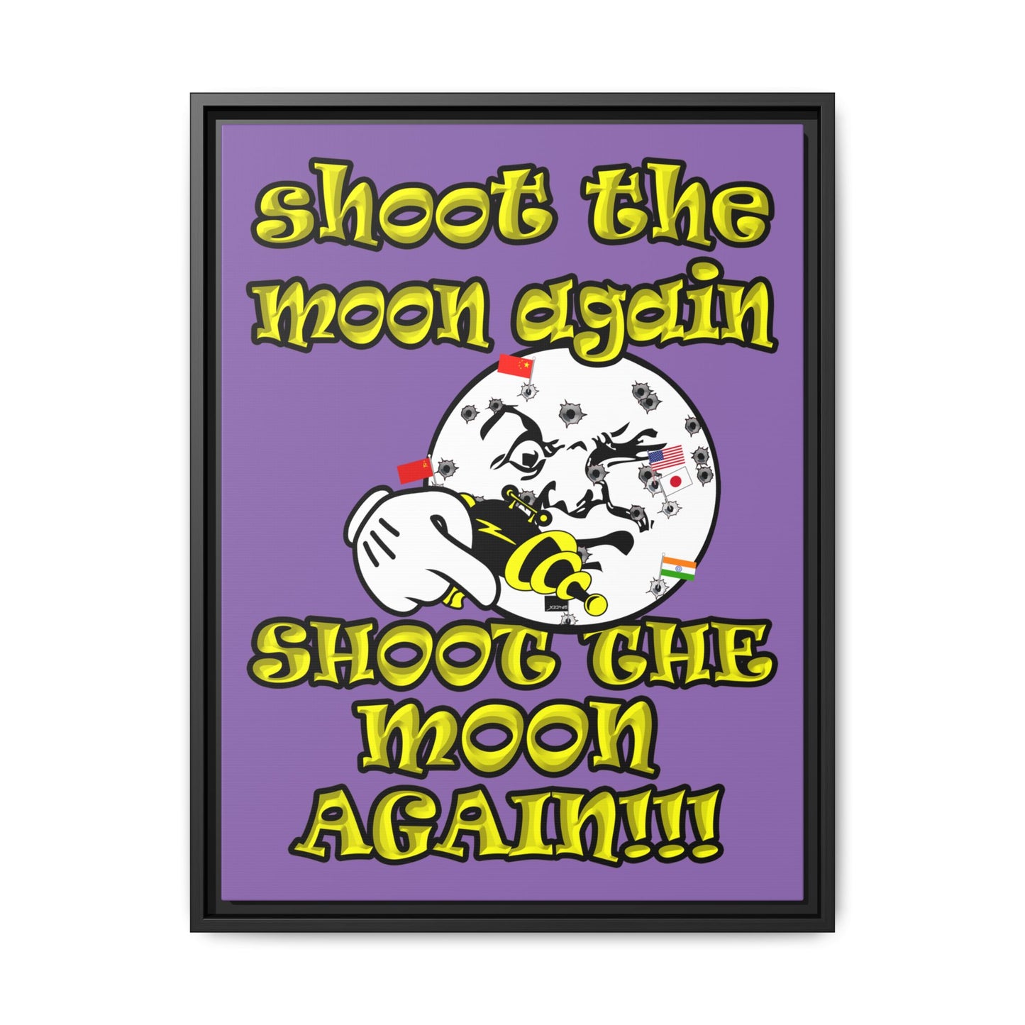 shoot the moon again - framed canvas art (light purple)
