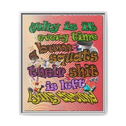 the bum's shit - framed canvas art (yellow-orange wave)
