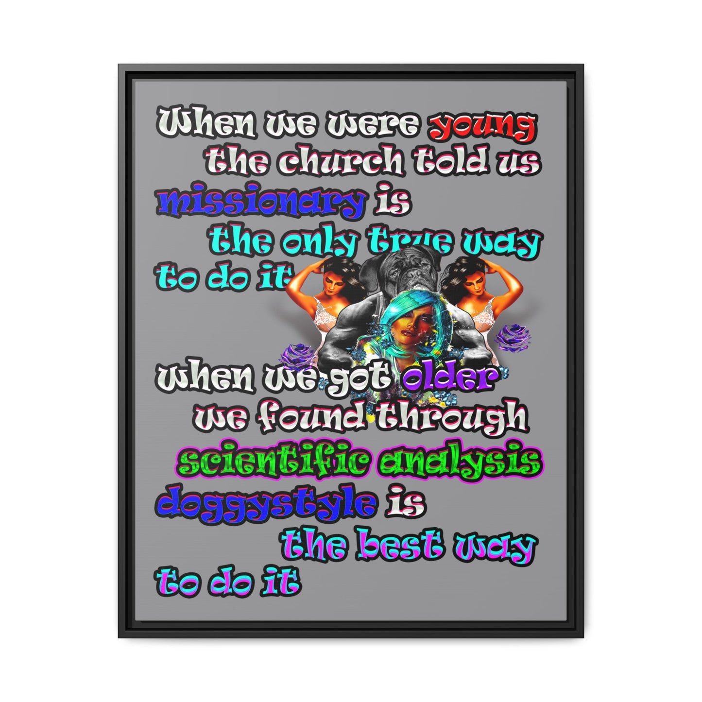 doggystyle - framed canvas art (grey)