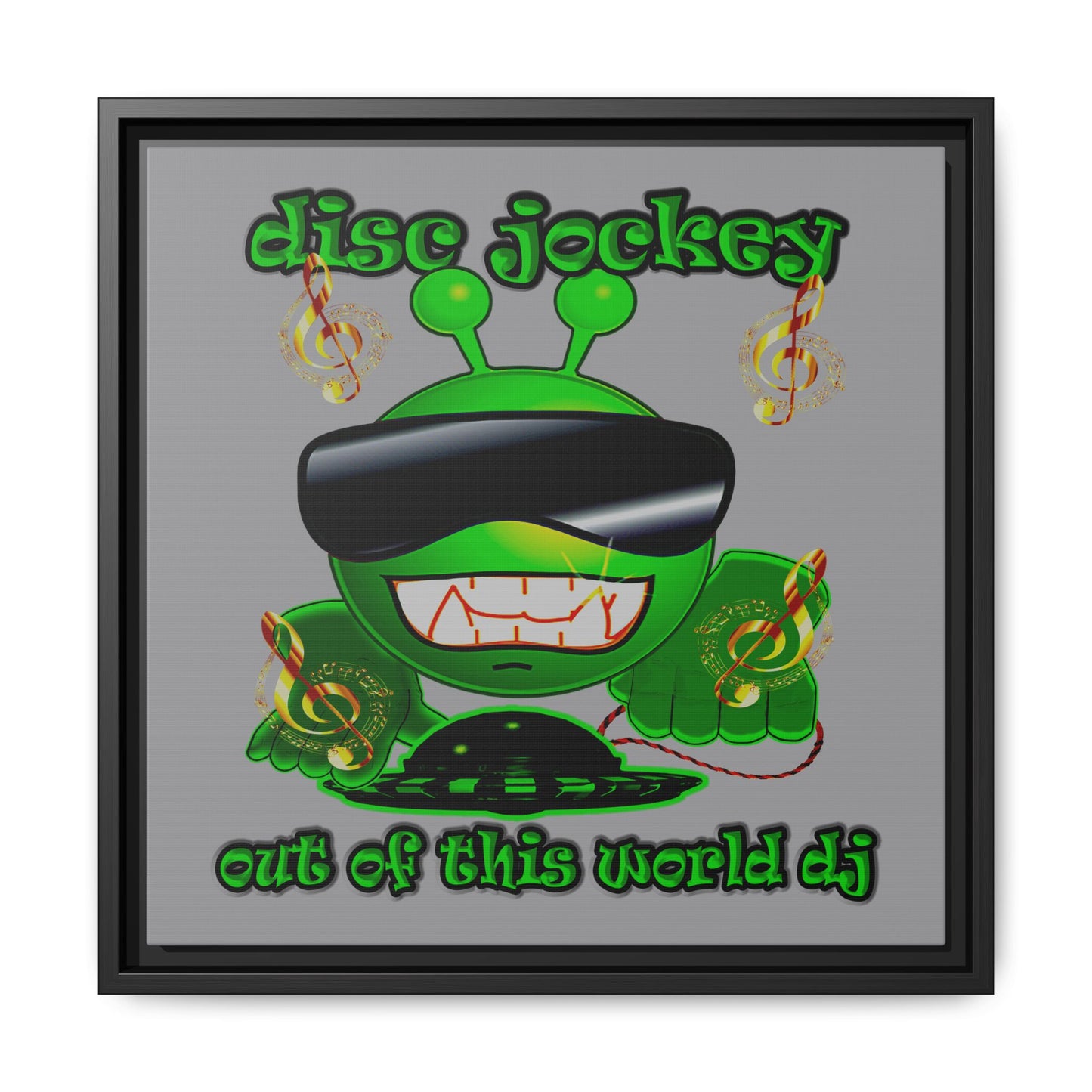 disc jockey - framed canvas art (grey)