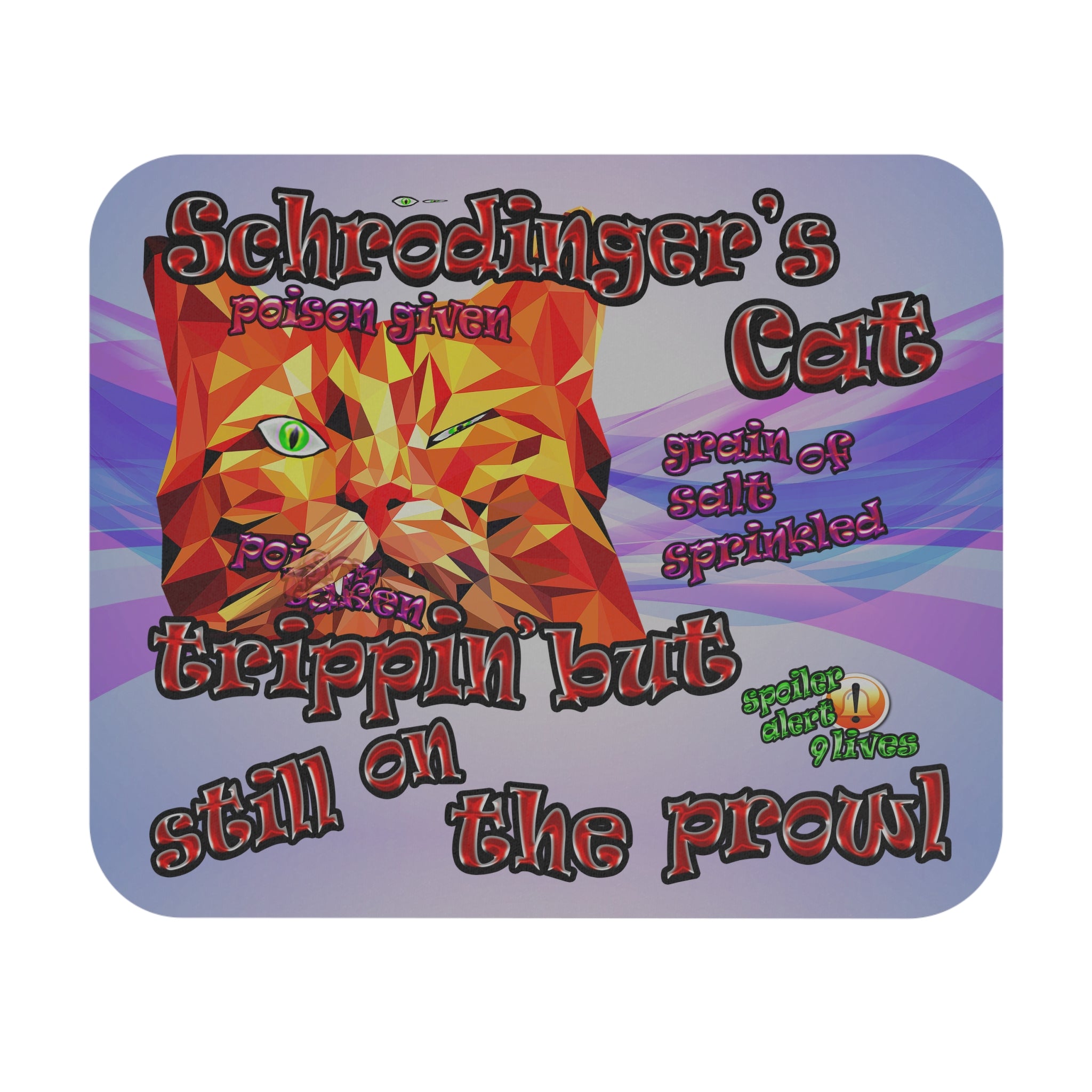 schrodinger's cat - Mouse Pad (Rectangle) (light blue-pink wave)