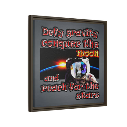 defy conquer reach - framed canvas art (grey-light grey)