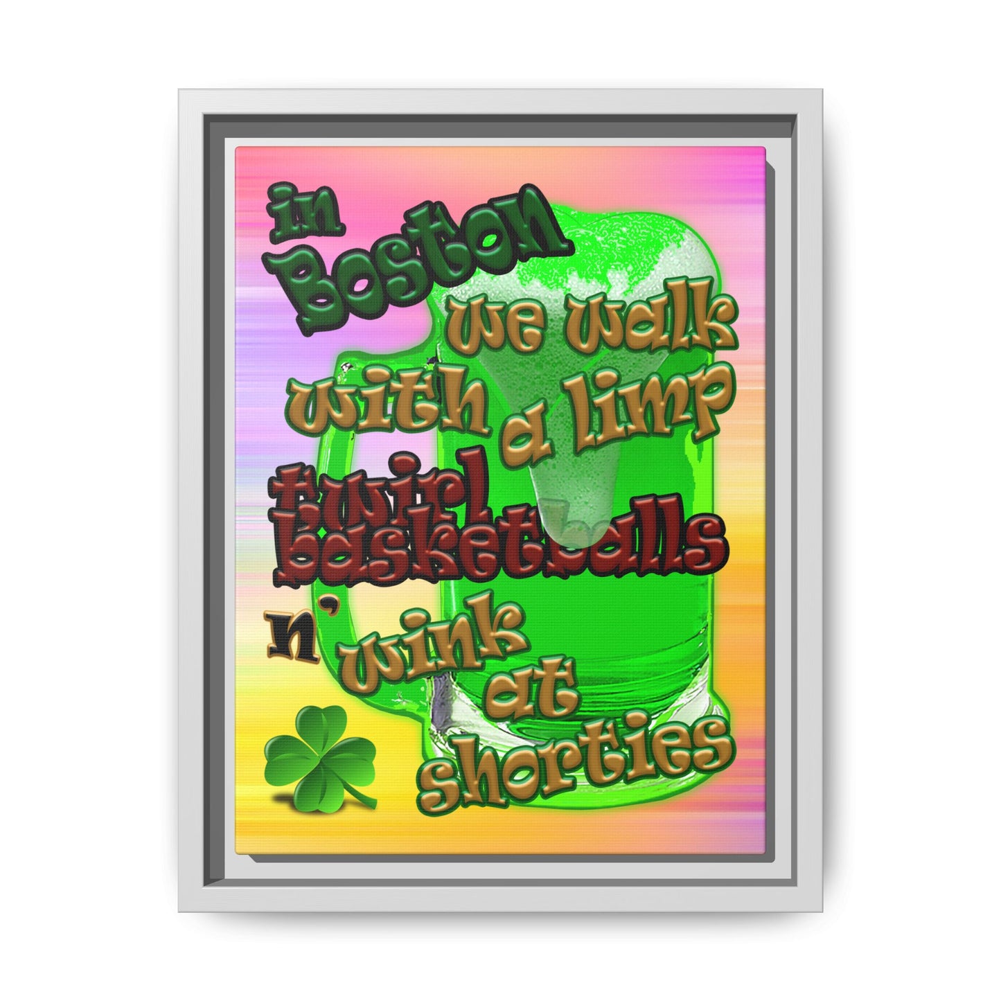 celtics logo - framed canvas art (color blur)