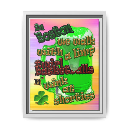 celtics logo - framed canvas art (color blur)