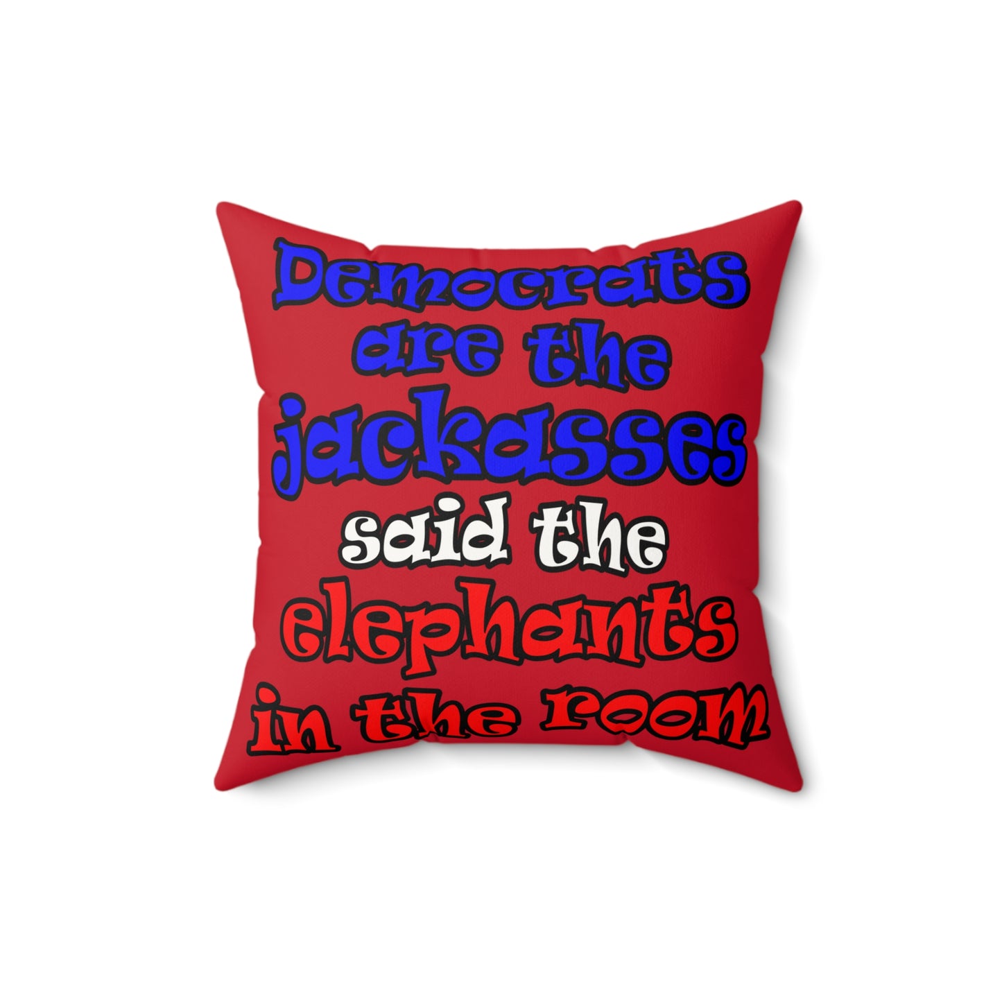 donkeys and elephants - Faux Suede Square Pillow - (dark red)