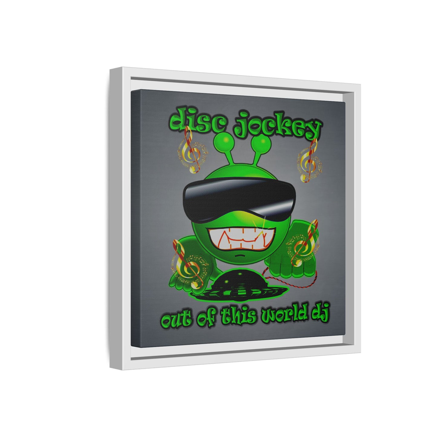 disc jockey - framed canvas art (grey-light grey)