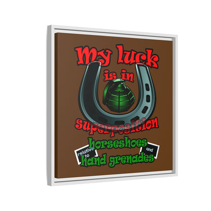 my luck - framed canvas art (brown)