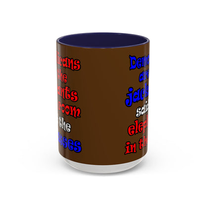 donkeys and elephants - Accent Mug (brown)