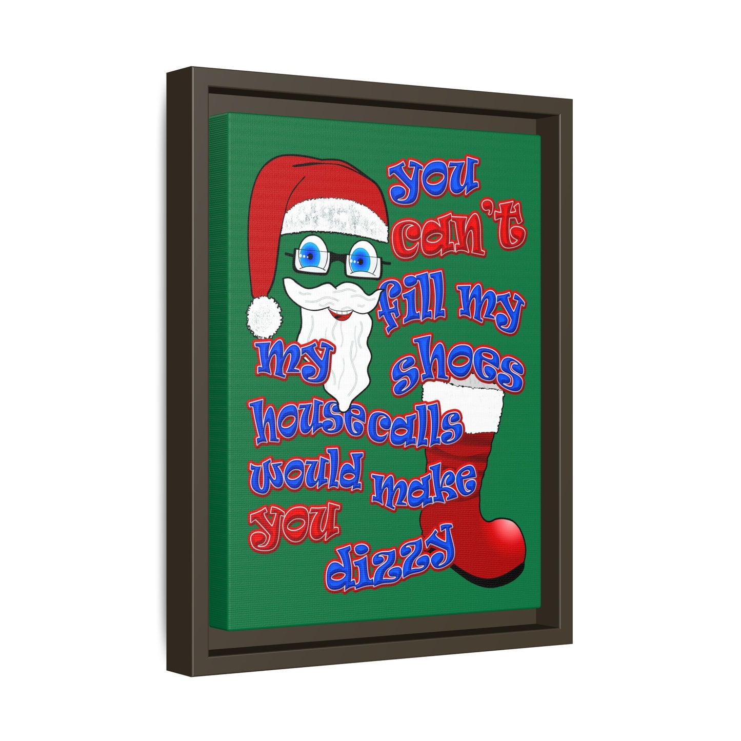 santa's shoes - framed canvas art (dark green)