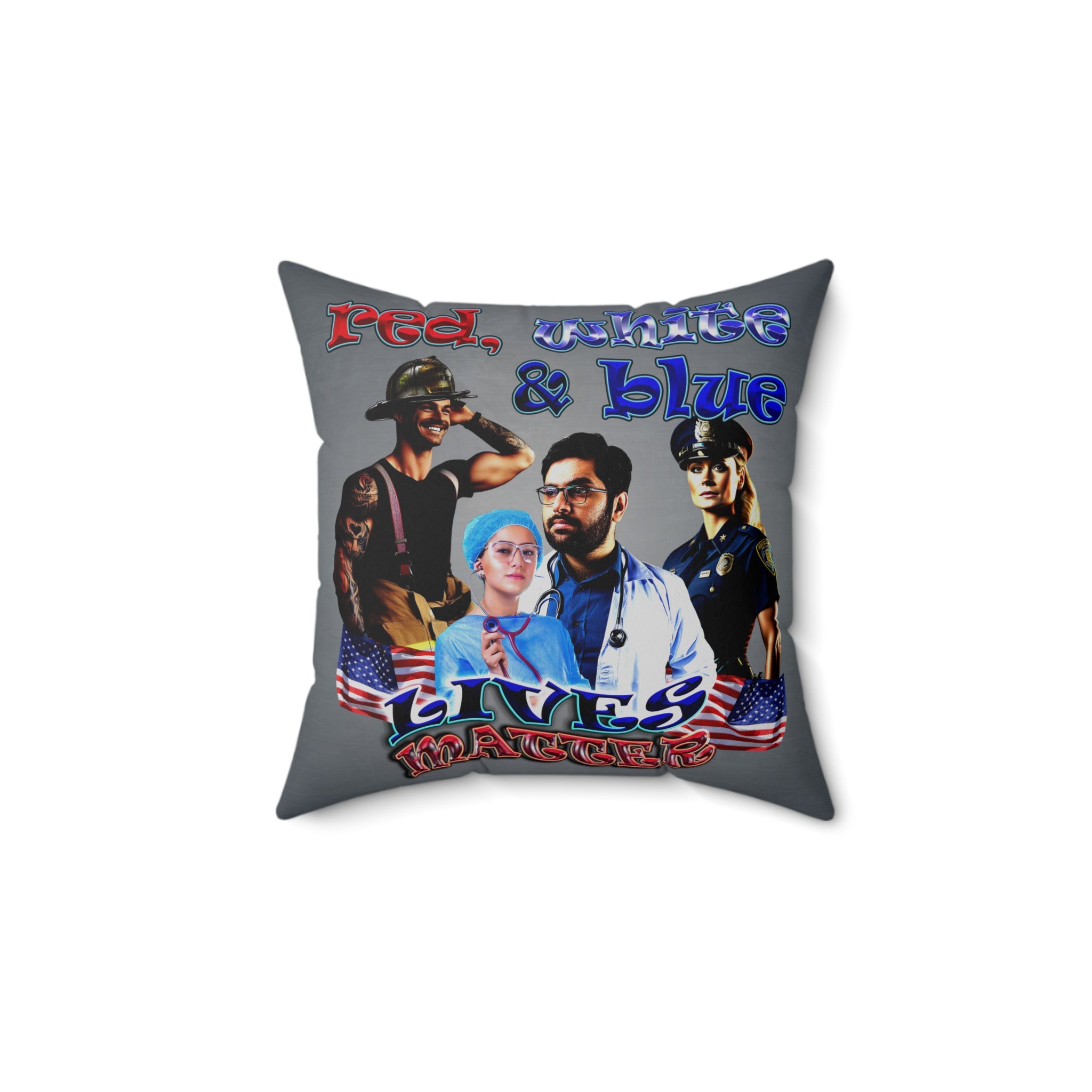 rw&b lives matter - Spun Polyester Square Pillow - (grey-light grey)