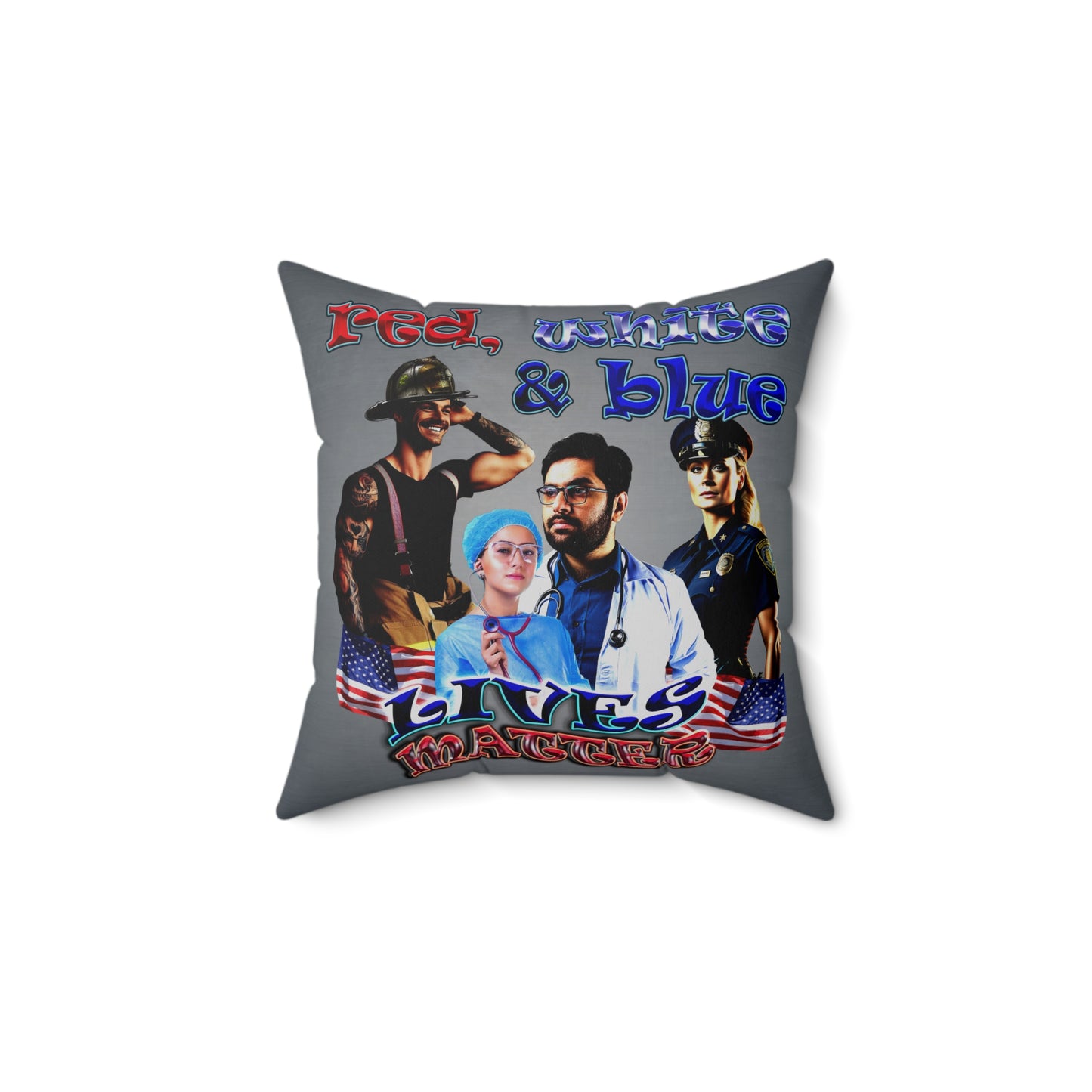 rw&b lives matter - Spun Polyester Square Pillow - (grey-light grey)