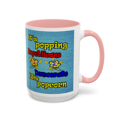 popping like popcorn - Accent Mug (faded dark blue)
