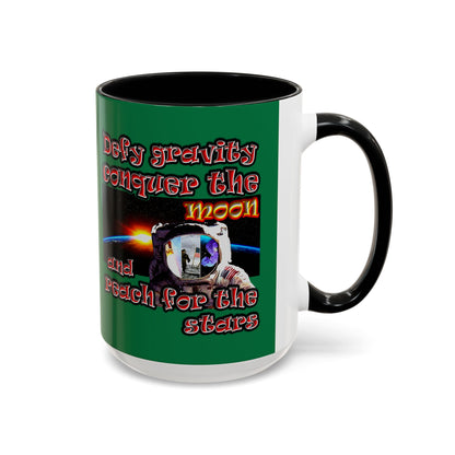 defy conquer reach - Accent Mug (dark green)