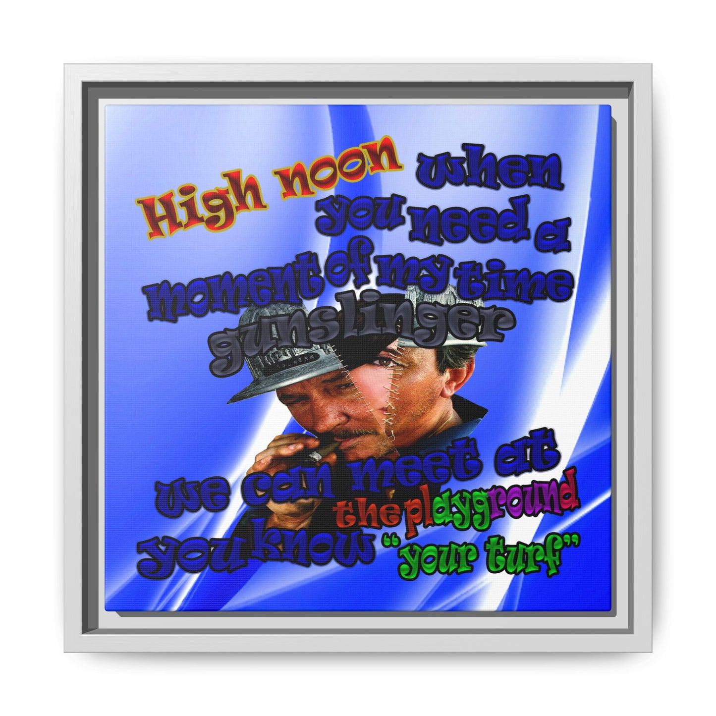high noon - framed canvas art (blue-white wave)