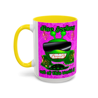 disc jockey - Accent Mug (pink swirl)