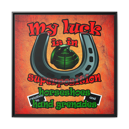 my luck - framed canvas art (burnt orange)