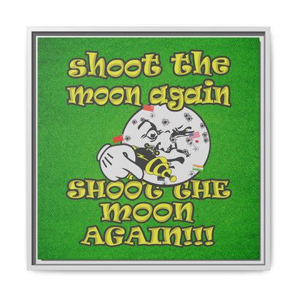 shoot the moon again - framed canvas art (green turf)