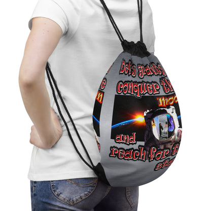 defy conquer reach - Drawstring Bag (brushed nickel)
