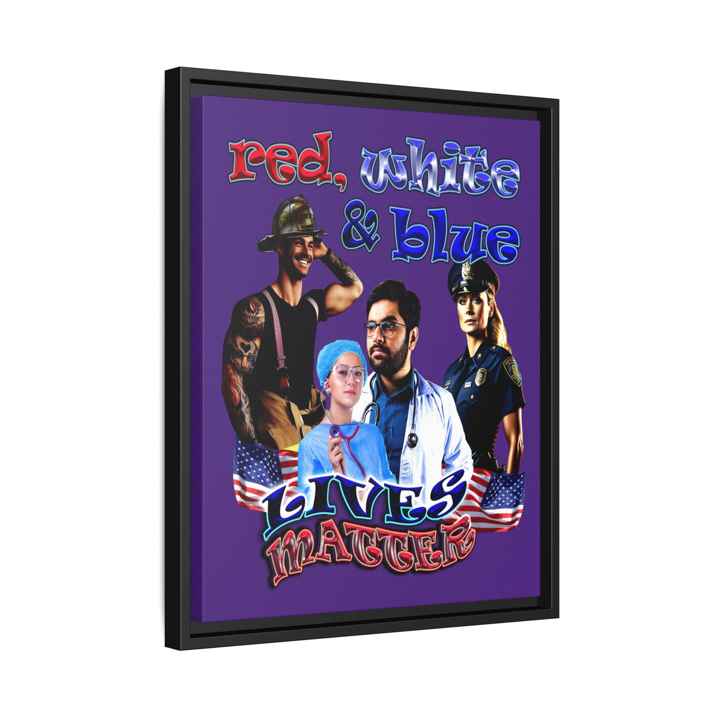 rw&b lives matter - framed canvas art (purple)