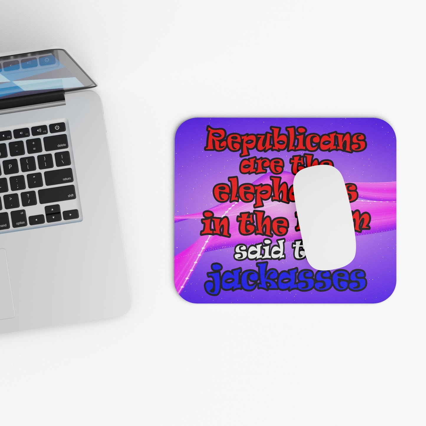 donkeys and elephants - Mouse Pad (Rectangle) (purple-pink wave)