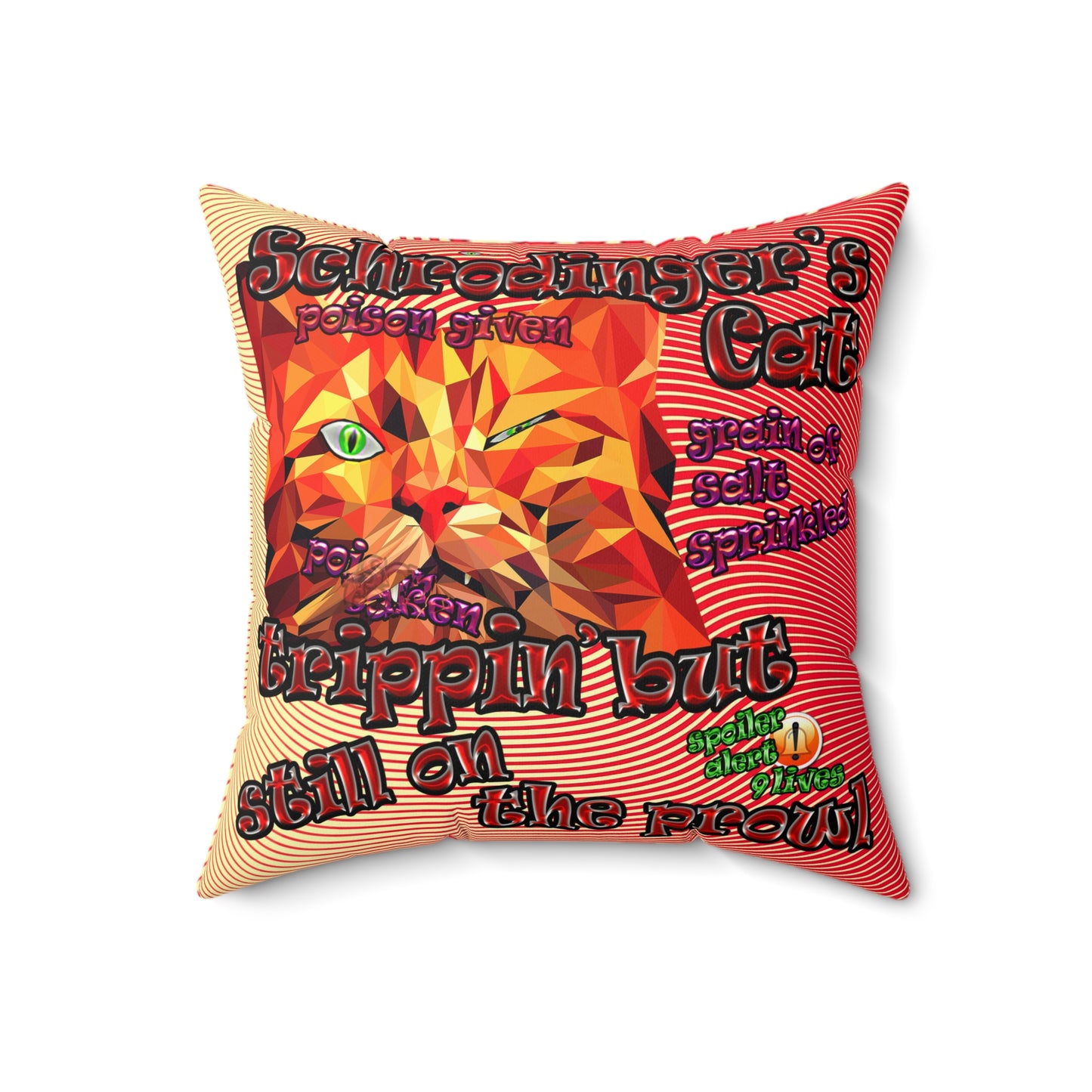 schrodinger's cat - Faux Suede Square Pillow - (yellow-orange wave)
