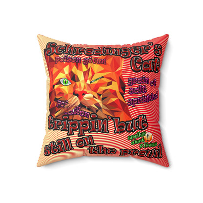 schrodinger's cat - Faux Suede Square Pillow - (yellow-orange wave)