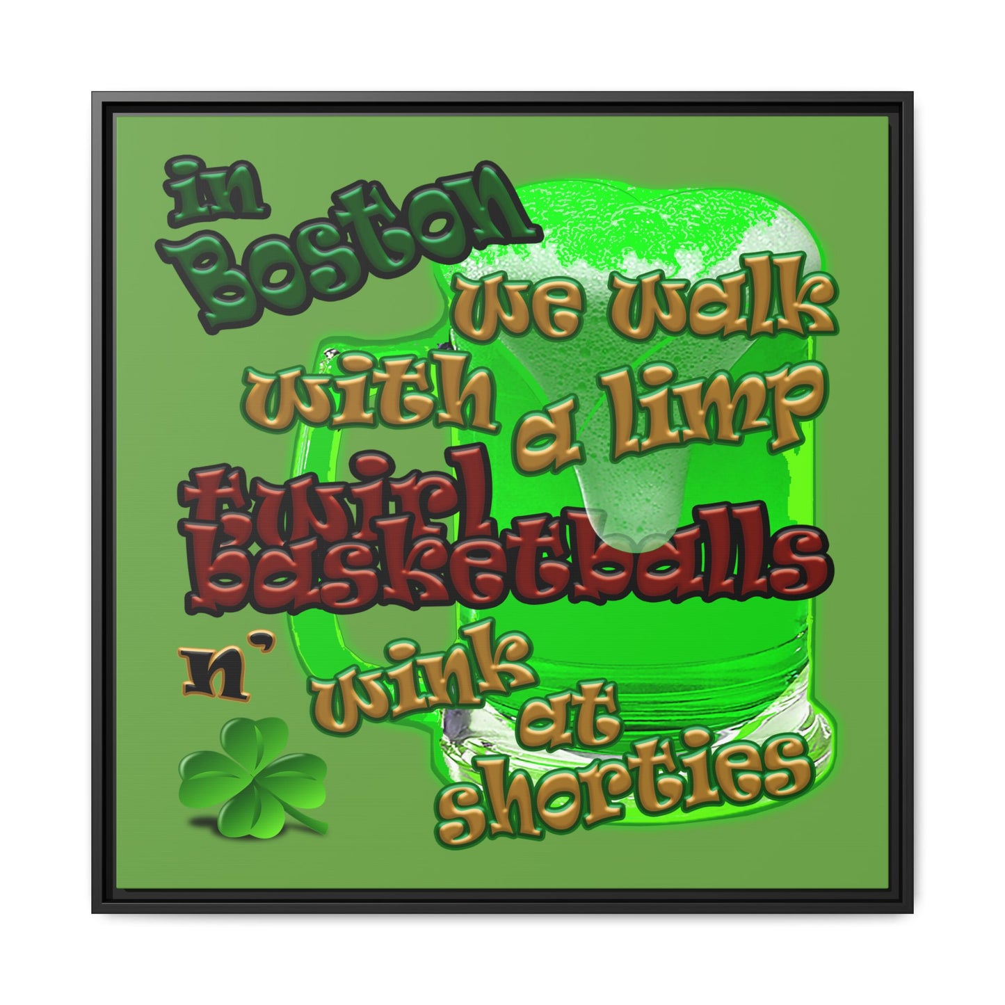 celtics logo - framed canvas art (green)