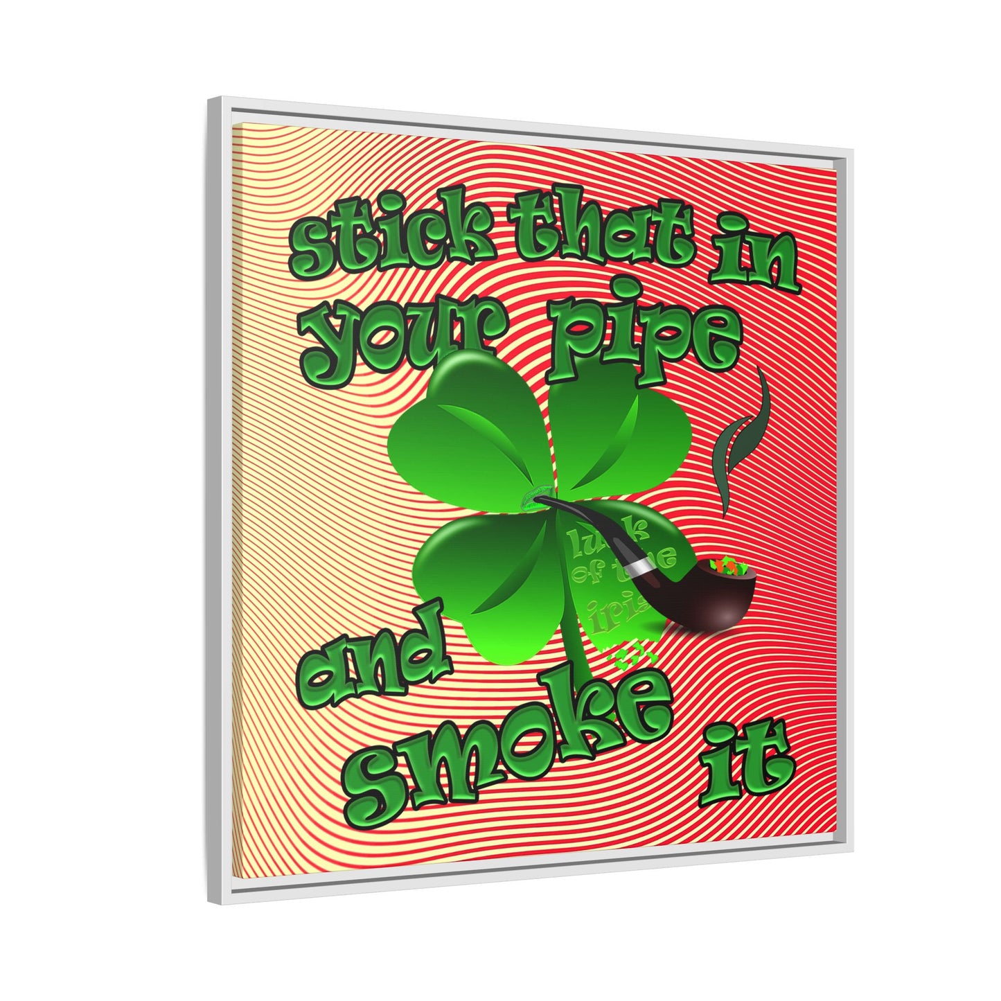 stick that in your pipe and smoke it - framed canvas art (yellow-orange wave)
