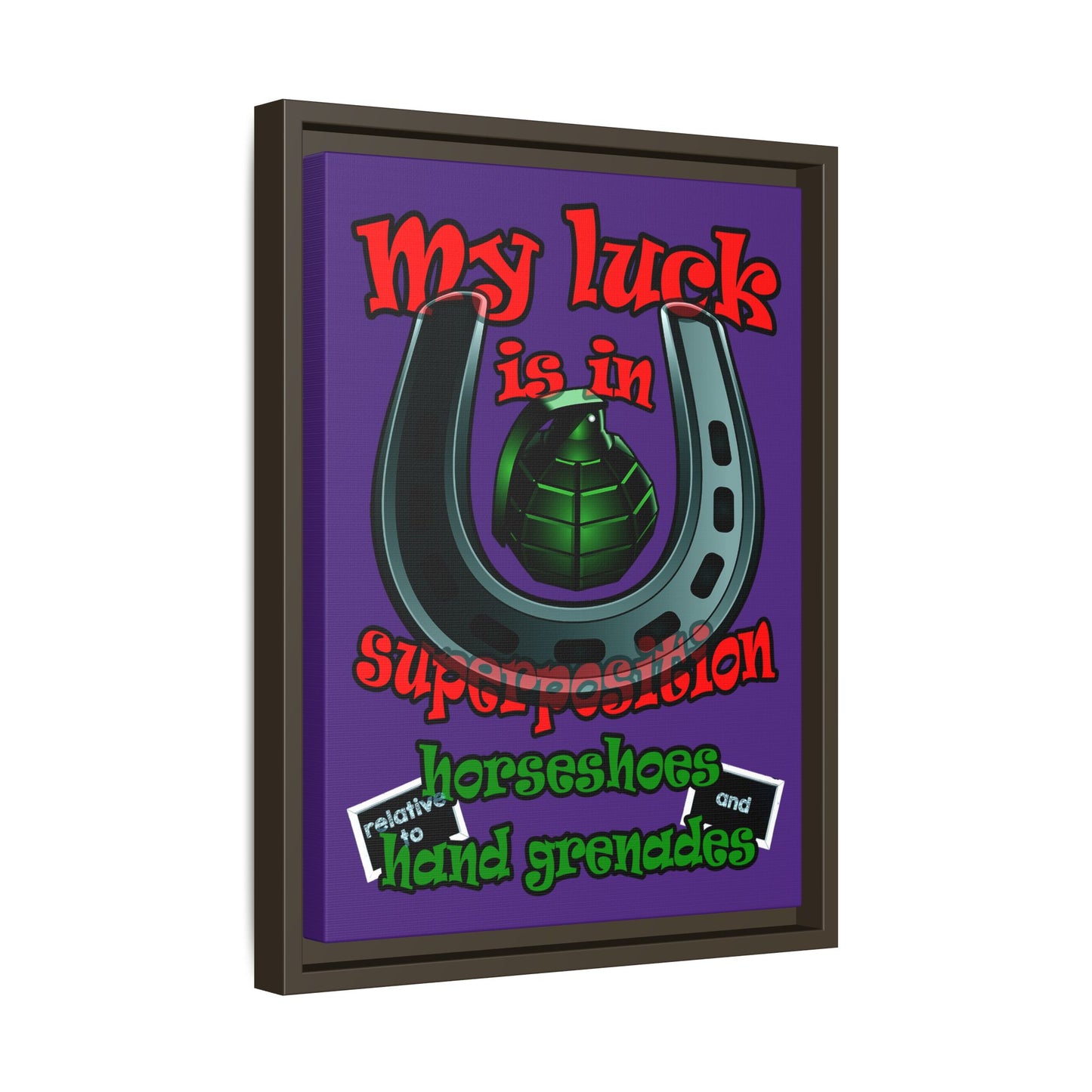 my luck - framed canvas art (purple)