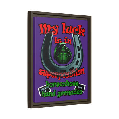 my luck - framed canvas art (purple)