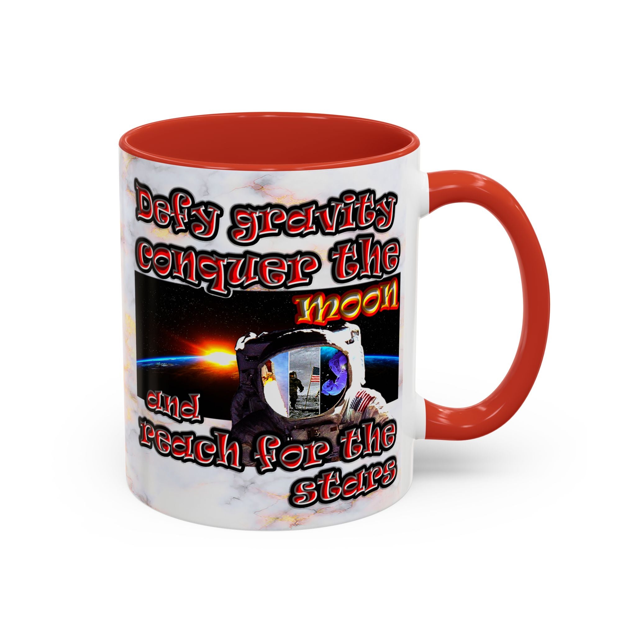 defy conquer reach - Accent Mug (white marble)