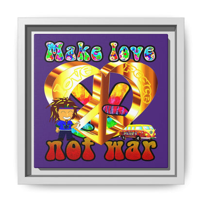 love peace - framed canvas art (purple)