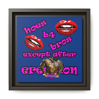 hoes b4 bros - framed canvas art (dark blue)