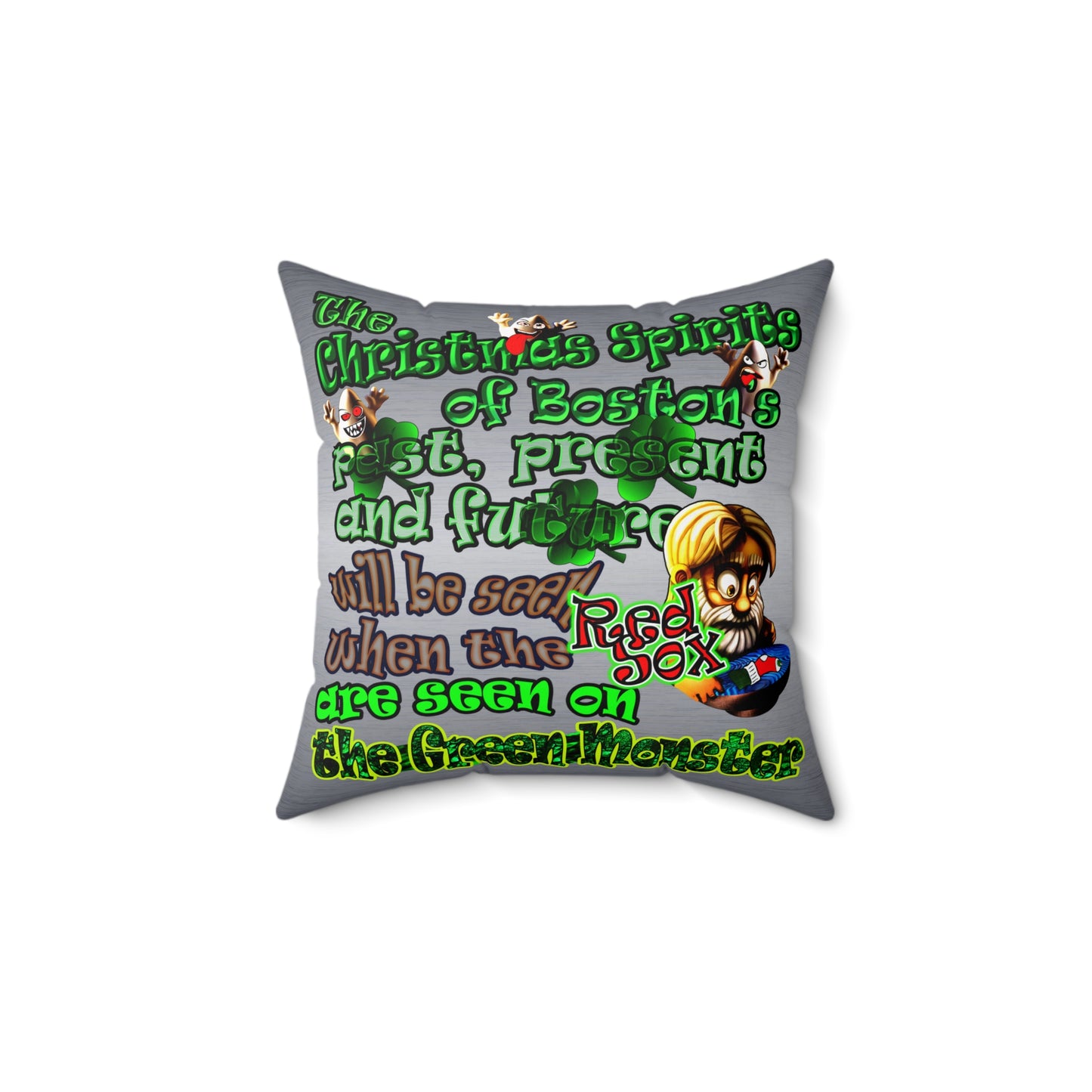 christmas spirits of boston - Spun Polyester Square Pillow - (brushed nickel)