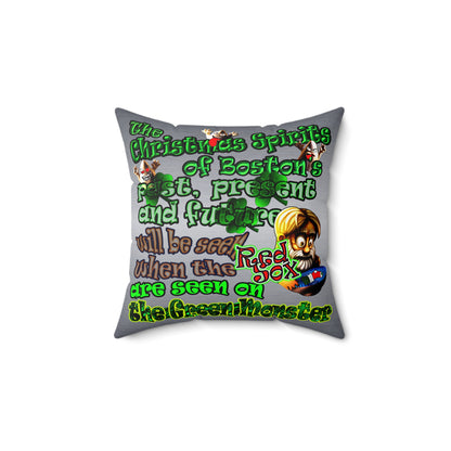 christmas spirits of boston - Spun Polyester Square Pillow - (brushed nickel)