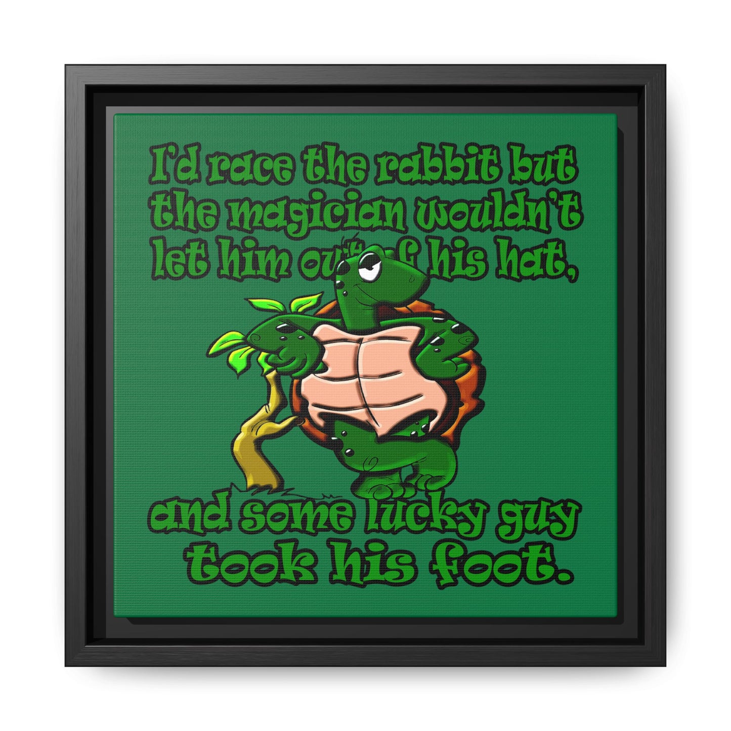 turtle race - framed canvas art (dark green)