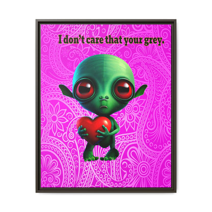 I don't care that your grey - framed canvas art (pink swirl)