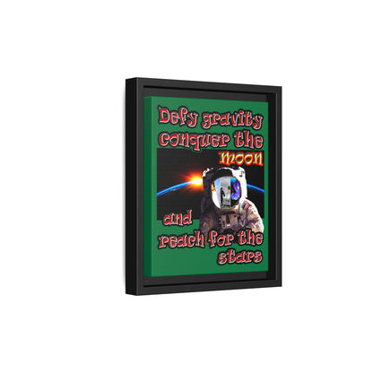 defy conquer reach - framed canvas art (dark green)