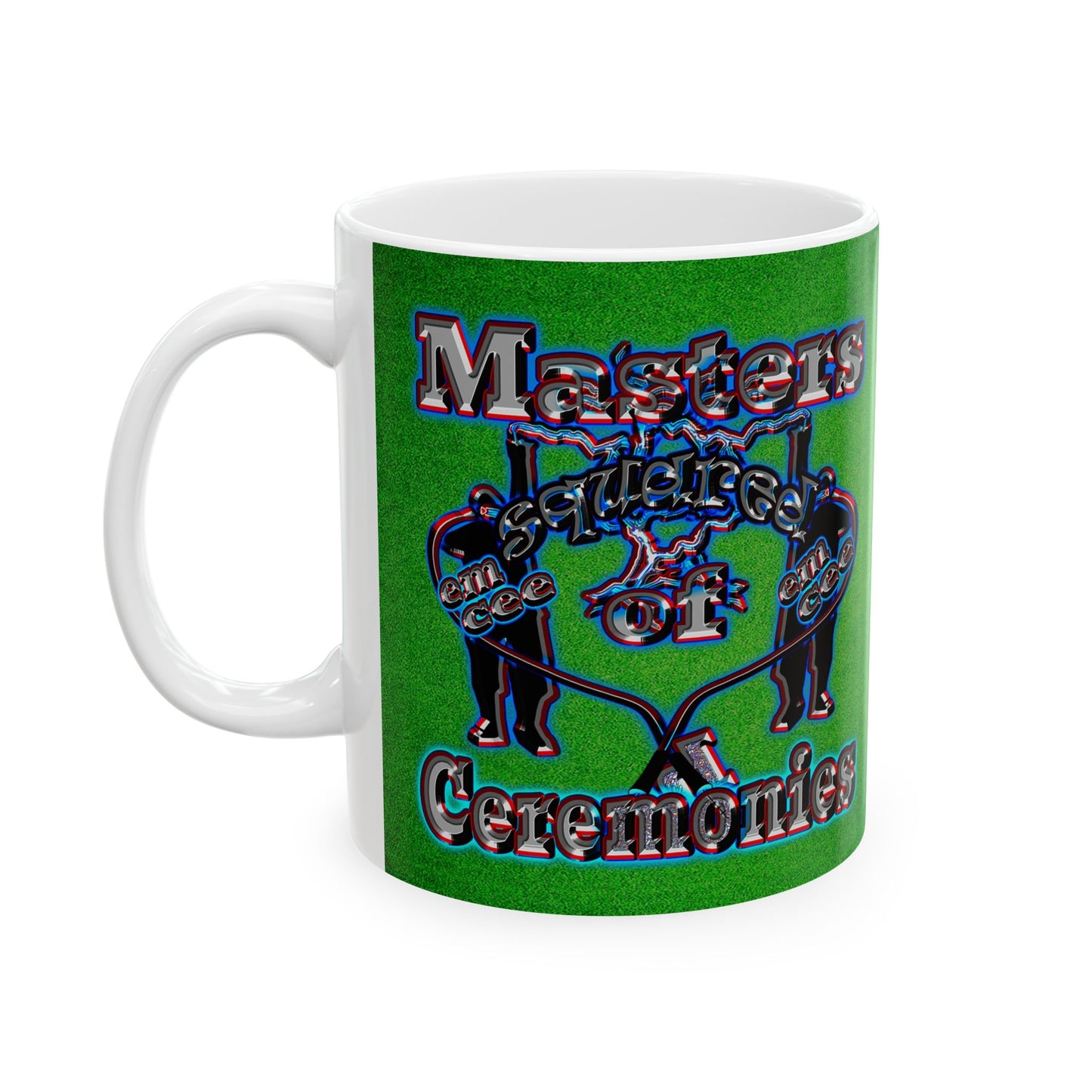 em cee squared - White Mug (green turf)
