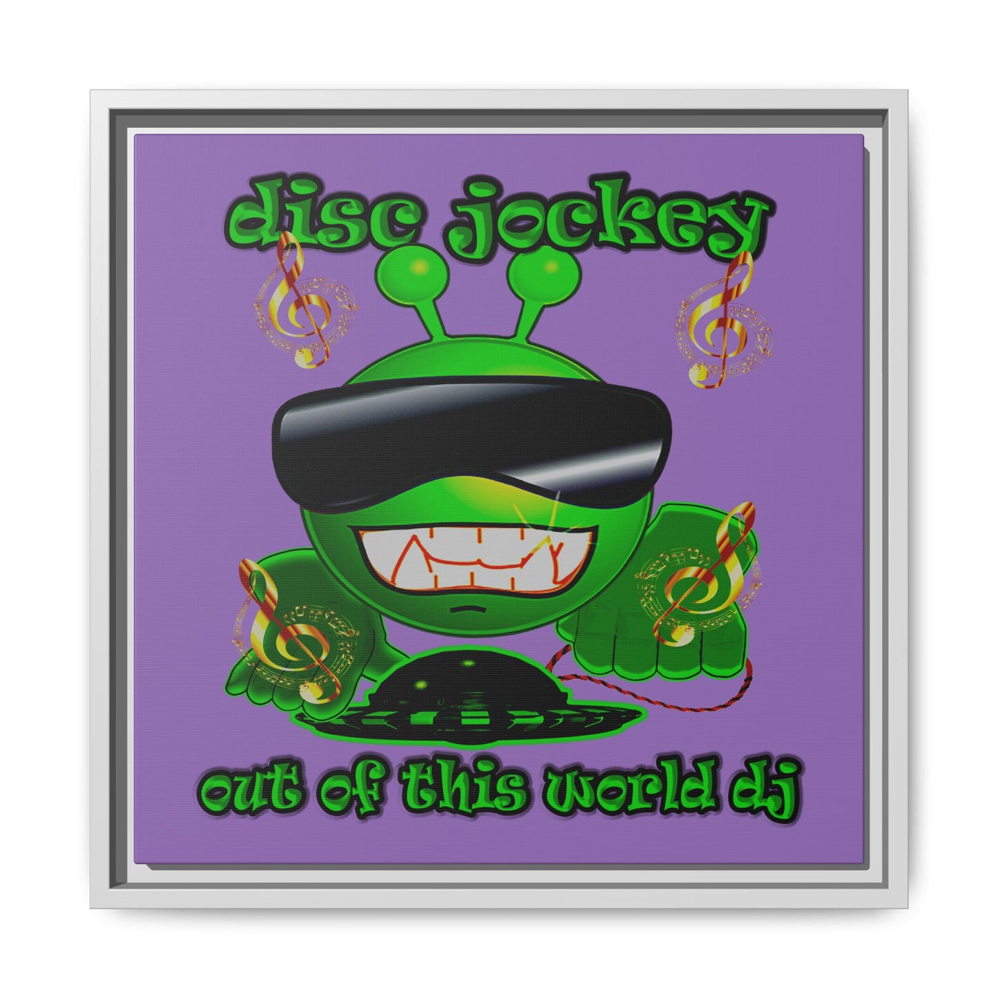 disc jockey - framed canvas art (light purple)