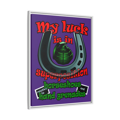 my luck - framed canvas art (purple)