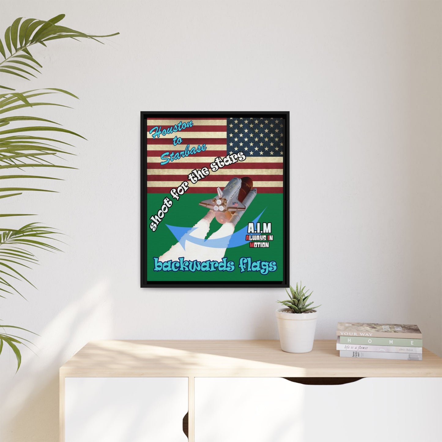 shoot for the stars - framed canvas art (dark green)