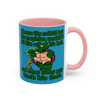 turtle race - Accent Mug (turquoise)