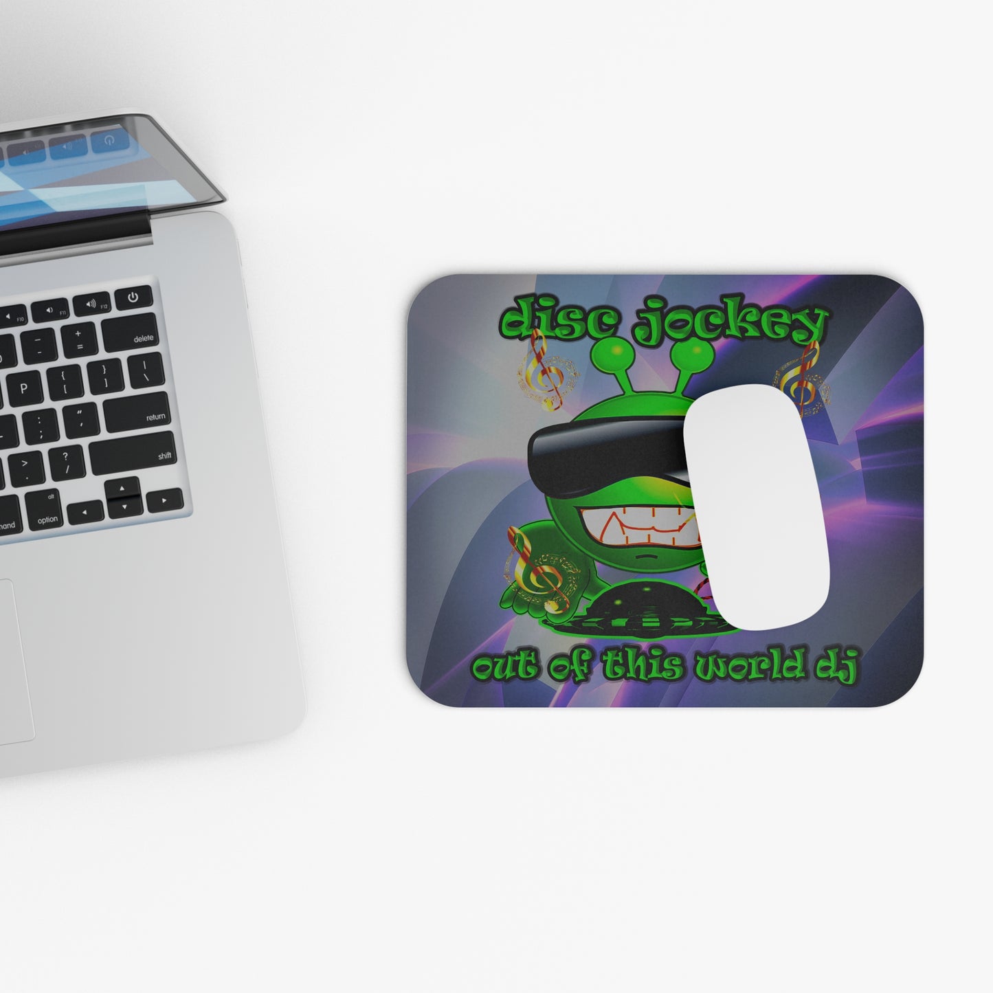 disc jockey - Mouse Pad (Rectangle) (grey-pink wave)