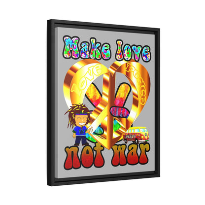love peace - framed canvas art (light grey)