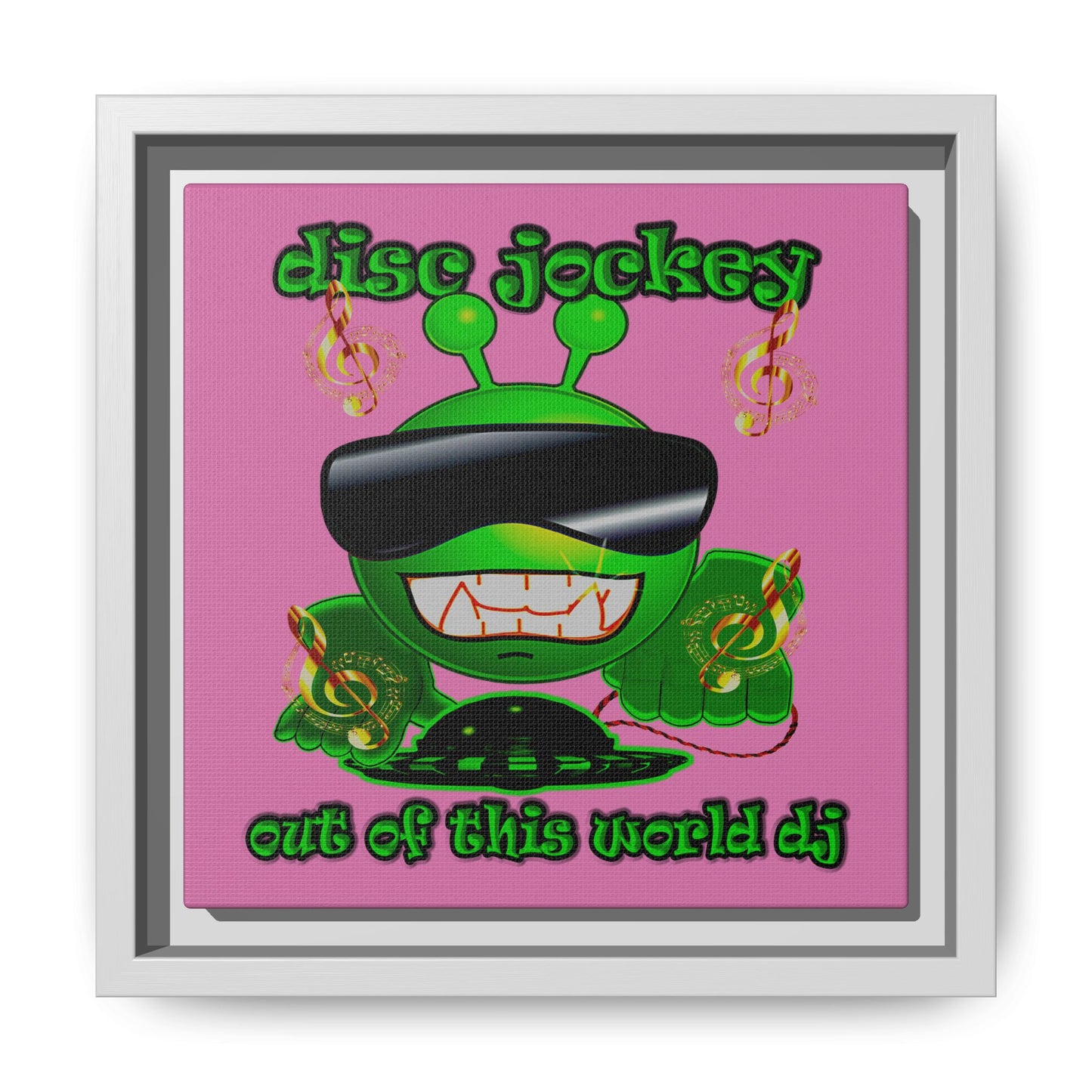 disc jockey - framed canvas art (light pink)