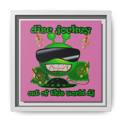 disc jockey - framed canvas art (light pink)