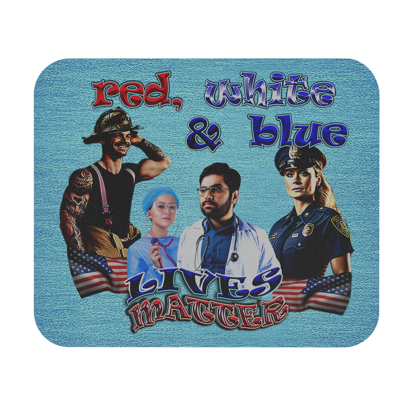 rw&b lives matter - Mouse Pad (Rectangle) (faded blue)